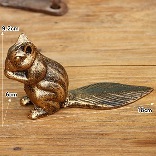 Cute Door Stopper Retro Bronze Cute Squirrel Door Stops For Floor Farmhouse Heavy Duty Cast Iron Squirrel Decorative Door Stopper #TOP1
