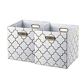 BAIST Fabric Storage Cubes,Nice Big Square Heavy Duty Fabric Decorative Cubby Storage Cubes Bins Baskets for Nursery Bedroom Office 2-Pack
