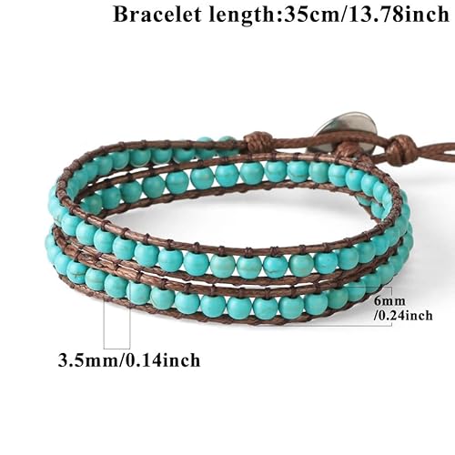 Leige Turquoises Beaded Bracelet Bohemian Bracelets For Women Braided Handmade Jewelry Multilayer Wrap 2 Strands (Color : B, Size : As Shown) #TOP1