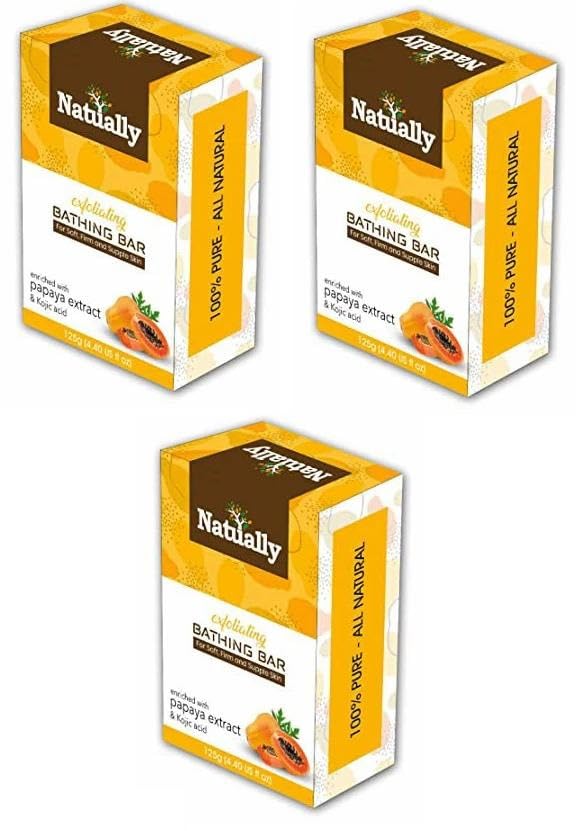 NATUALLY Exfoliating Bathing Bar with Papaya Extract and Kojic Acid - 125g (pack of 3)-picture-10