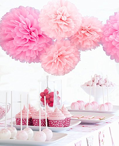 Since ® 12Pcs Mixed Sizes Gold & White Party Tissue Pom Poms Wedding Pompoms Reception Anniversary Birthday Party Decoration #TOP2