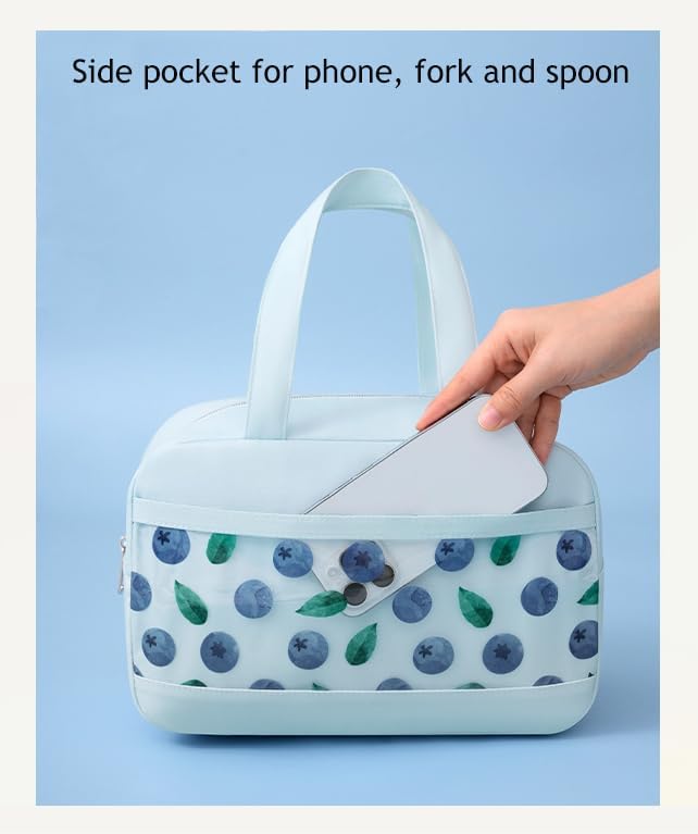 Miniatura 6 de Lonchera aislada reutilizable bolsa de almuerzo para hombres mujeres a prueba de fugas enfriador portátil para el trabajo, picnic viajes A2-azul