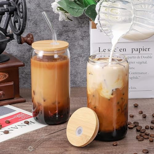 Image of Kamvy Printed Glass Milk Mug with Recipe Design (400ml) Pack of 1 | Transparent Drinking Glass for Coffee, Milk, Juice & Smoothies | Stylish Measuring Tumbler for Home & Kitchen (CAN)