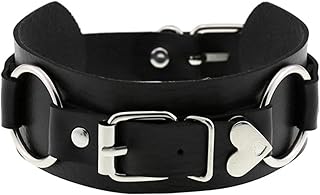 WEITING Gargantilla de cuero negro con forma de corazón gótico para niñas, mujer, correa para el cuello, accesorios de cosplay, color negro