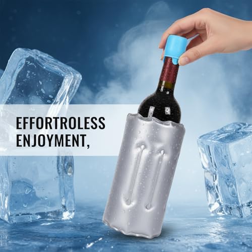 Eisweinhülse, Eisweinbeutel, Weinkühler, Weinkühler, Kühlschrank, Weinflaschenkühler für Rot-Weiß-Champagner oder Sekt. Gel-Kühlhalter Freistehender Träger Chilling