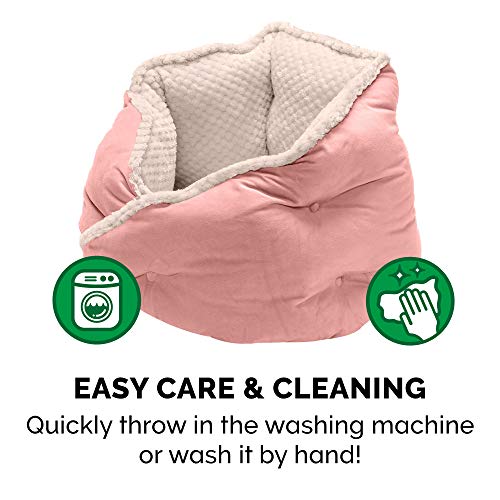 Furhaven 24" Round Pet Bed For Indoor Cats & Medium/Small Dogs, 100% Washable, For Pets Up To 35 Lbs - Minky Plush & Velvet Hug Bed - Soft Pink, 24-Inch #TOP6