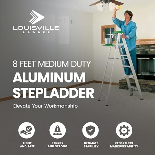 Image of Louisville Ladder 8-Foot Aluminum Step Ladder, 375-Pound Load Capacity, Type IAA, AS4008