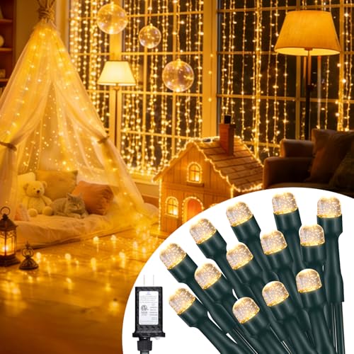 LUMLLSAJI 100 LED Fairy Lights 33 ft LED Twinkle Lights 8 Modes Plug-in with Memory Function Green Christmas String Light for Bedroom Xmas Tree Wreath Patio Party Spring Outdoor Decor