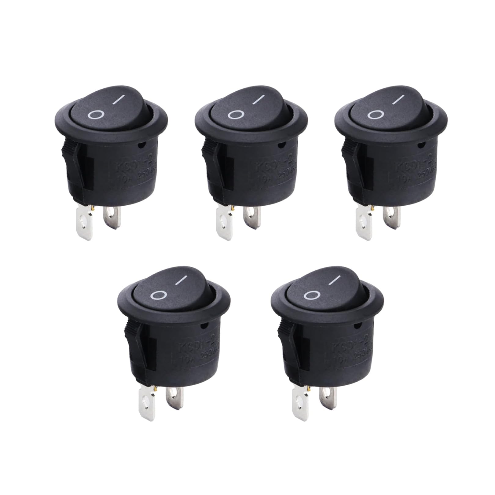 5 interruptores basculantes de 12 V, On/Off con autobloqueo, mini redondo 2 pines para autocaravana, modelo
