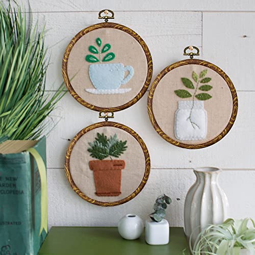 Image of 4'' Embroidery Hoops for Cross Stitch 3PCS Oval Plus 3PCS Round Frames | 6 Pack 10CM Resin Imitated Wood-Look Cross Stitch Hoop Rings for DIY Needlework Display and Craft Decoration