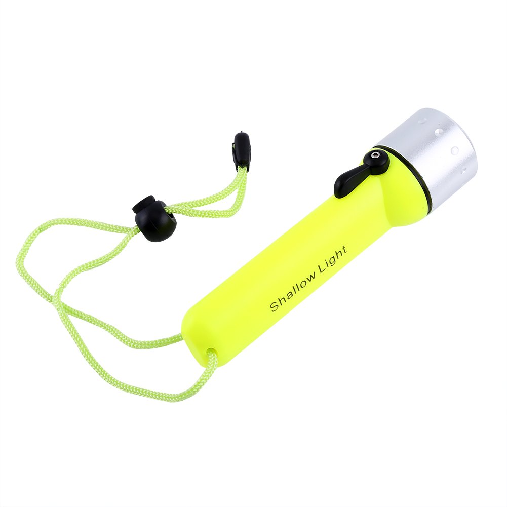 Alomejor 180LM LED Professional Diving Flashlight Underwater Safety Lights Fluorescent Green Underwater Torch with Hand Strap