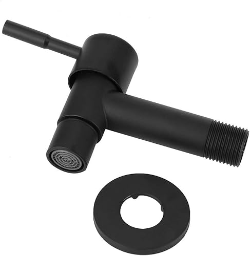 Miniatura 5 de Fdit Grifo frío de acero inoxidable de 2 pulgadas, color negro, para piscina, grifo de agua, grifo de lavadora, grifo montado en la pared para