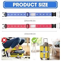 Gusmigus 4 Stück Koffergurt mit Zahlenschloss Kofferband Einstellbare Kreuz Koffer Gepäckgurte mit Feste Schnalle & Namensschild Gepäckband Luggage Strap für Reisen und Flugreise (Blau+Rosa) – Ansicht 2