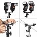 EXMAX E2 Adjustable Double Flash Bracket Dual Hot Shoe Speedlight Stand Umbrella Holder Light Stand Bracket Mount 1/4