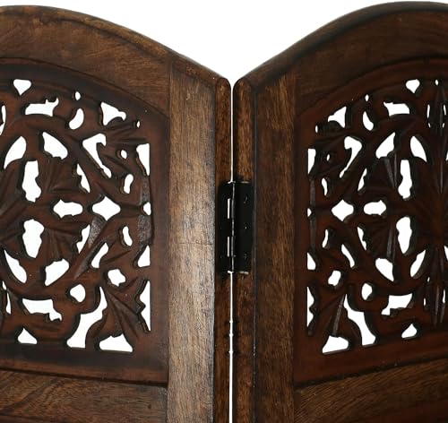 Image of Classic Wood and Craft Wooden Room Divider Partition for Living Room, Privacy Partition, Partition Wall, Divider for Makeup Studio /Office (4-P - 4FT - Wagon Shape)