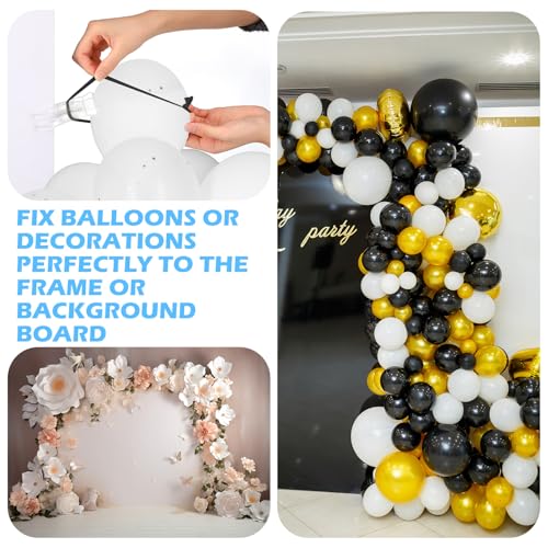 Image of 10 Pack 3.5 Inch Balloon Arch Clips 100 Pcs 260 Long Balloons Kit | 3.5 Inch Large Heavy Duty Clip, Plastic Transparent, Black 260 Long Balloons, For Arch Backdrop Garland, Long Twisting Decor