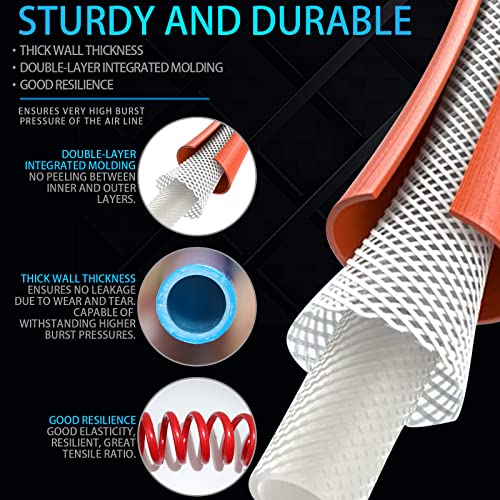 Ibroprat Air Lines For Semi Truck, 15' Coiled Air Brake Hoses With 12" & 40" Leads,Truck Trailer Brake Coil Set Bule And Red #TOP2