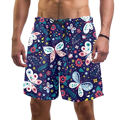 Maillots de bain pour hommes HadHfun à motif papillons et fleurs pour la plage
