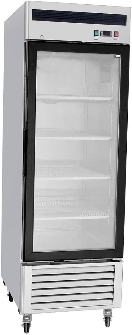 Stainless Steel Single 1 Door Commercial Glass Freezer Merchandiser Display Case MCF-8701-21 Cubic Feet