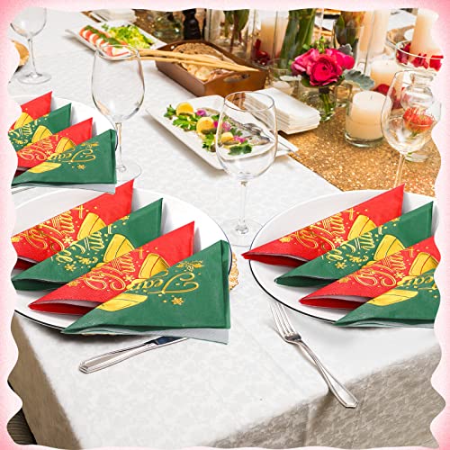 Faccito 100 Pcs Christmas Team Naughty Nice Paper Napkin Disposable Nativity Gold Foil Santa Hat Napkin Red Green Guest Cocktail Paper for Xmas New Year Holiday Party Decor (10 x 10 Inch) – Image 7