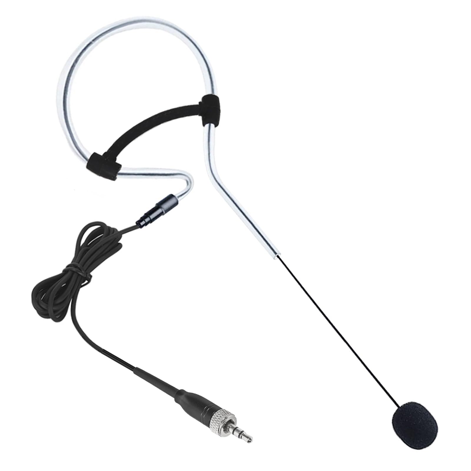 XHXJCYS Black Single Earset Headset Microphone Headworn Over Ear Hanging Condenser Mic Compatible with Sennheiser Wireless Bodypack Transmitter System with 3.5mm Female Screw Plug