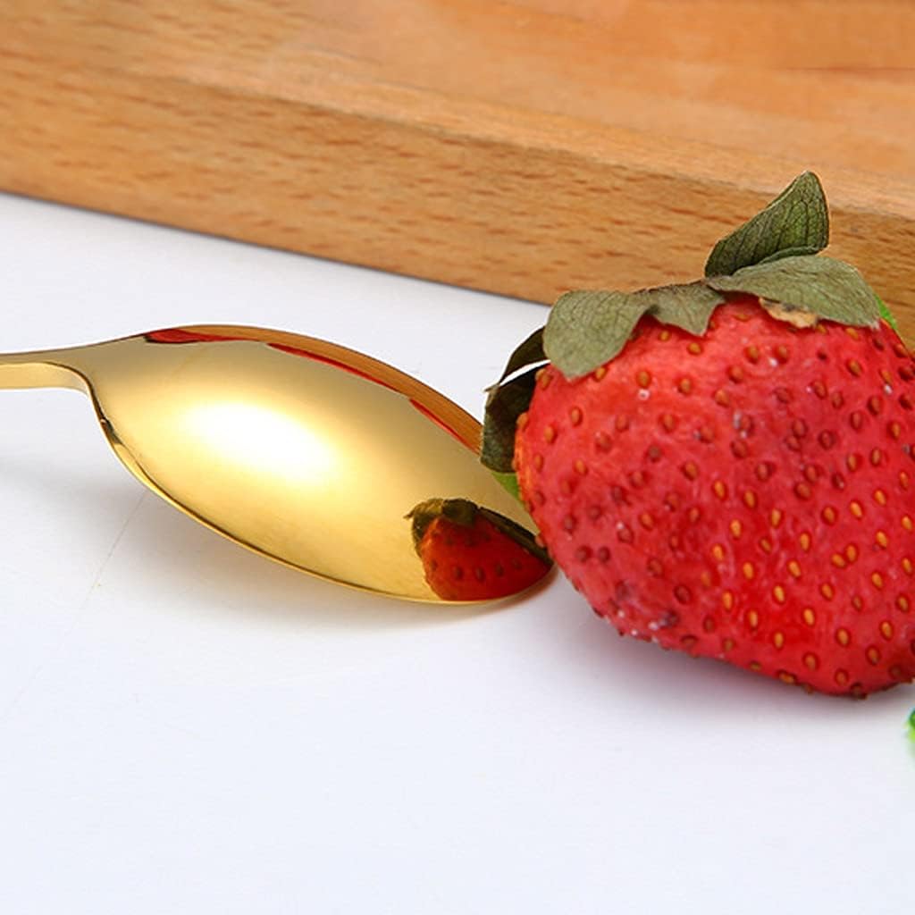 Tea Spoons Stainless Steel Mixing Spoon Cake Dessert Spoon Teaspoon, Thickened Long-Handled Soup Spoon Ice Tea Spoons (Color : A, Size : 5 Pieces) (Blue 5 Pieces)