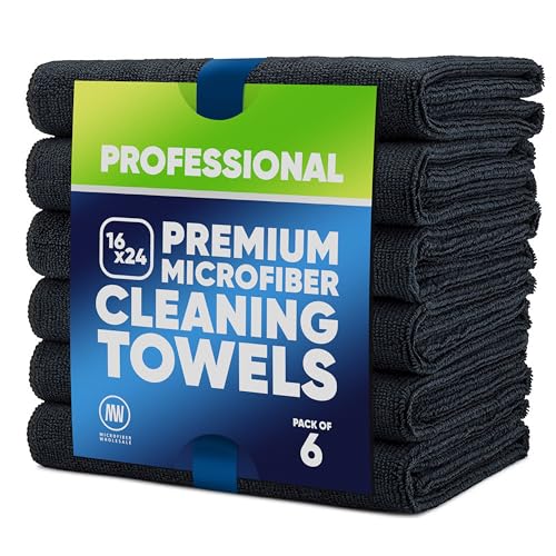 16" x 24" MW Pro Multi Surface Microfiber Towels | 6 Pack (Black)