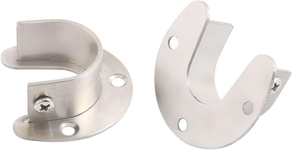 uxcell Stainless Steel Clothes Closet Rod Bracket Flange Lever Support Holder Hanger Pole 1.3 Inch Dia 4pcs