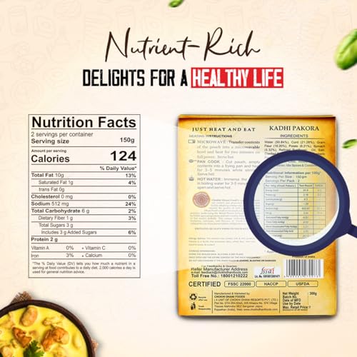Image of Chokhi Dhani Ready to Eat Kadhi Pakora, Instant Meal | ready to eat meals | (Pack of 2, 300g each)