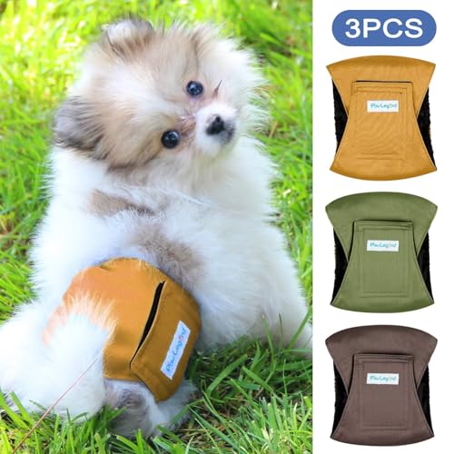 Image of Paw Legend Washable Dogs Diapers Male Dog Belly Bands for Male Dogs Diapers Reusable Puppy & Doggie Diapers Male (3 Pack, Small)