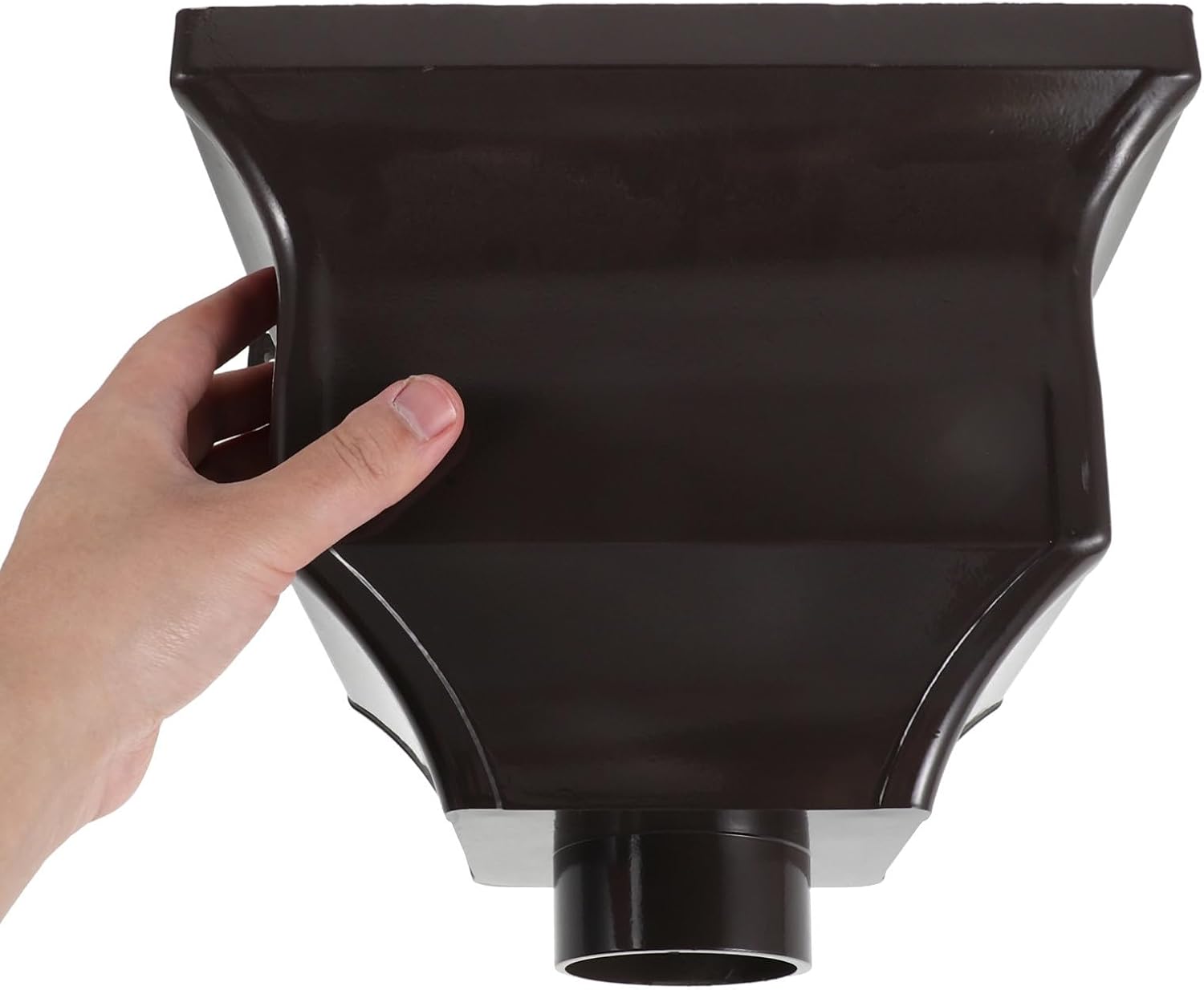 Downspout Adapter: Aluminum Alloy Rainwater Diverter - 2.95 in Bottom Diameter Drop Outlet Connector for Sewer Drain Pipe Roof Drainage System (Coffee)