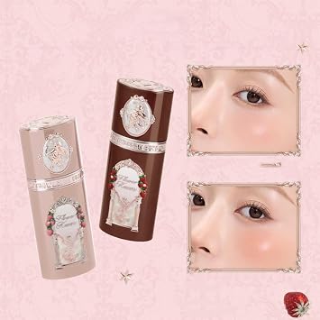 Flower Knows Strawberry Cupid Liquid Teak | Natural Teak Lightweight Wear 12 Hours | Rococo Embossed Design Gift Ready Liquid Blush 01 Frosted Strawberry, 7g