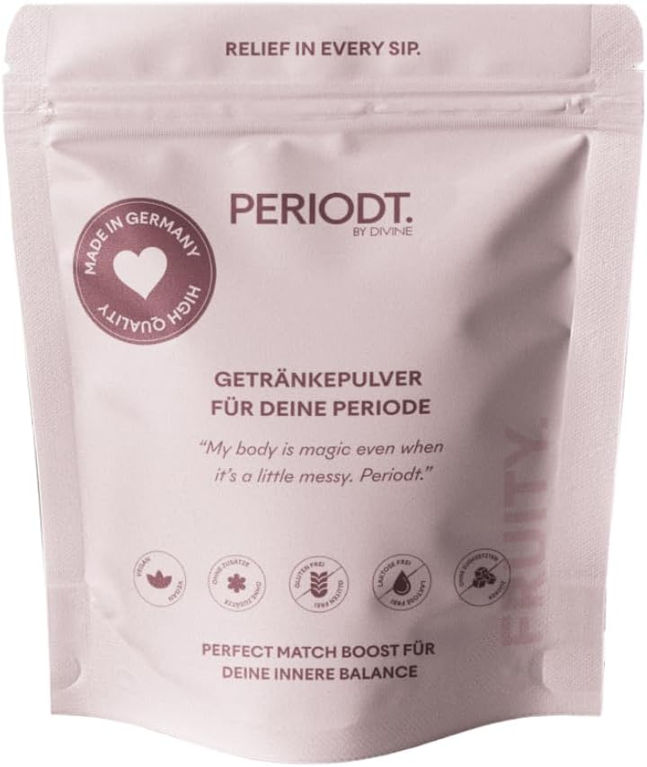 PERIODT Fruity Red Drink Powder for the Period, with Ginger, Inulin & Pomegranate, Mood Balancing & Menstrual Cramps, Made in Germany