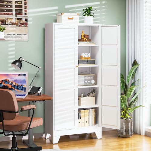 Image of Letaya 71 inch H Metal Storage Cabinet with 2 Doors and 4 Shelves,Tall Kitchen Pantry Cabinets,Utility Pantry Organizers for Cupboard /Dining /Bathroom /Home Office /Garage (White, 71 inch H x 16 inch D x 32 inch W)