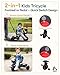 KRIDDO 2-in-1 Tricycle for Toddlers 1.5-5 Years, Push Tricycle with Parent Steering & Detachable Handle, 9-Stage Adjustable Handlebar, Toddler Trike with Safety Belt, Clutch Pedals & Dual Basket, Grey