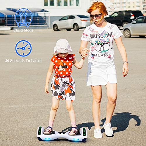 Felimoda Hoverboard for Kids Ages 6-12, 6.5” Two-Wheel Self Balancing Hoverboard with Bluetooth and LED Light, UL2272 Certified