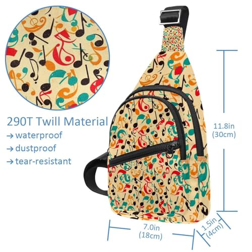 Mochila cruzada para evitar robos y cargar pertenencias con patrón de instrumentos retro 4