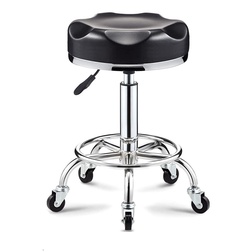 GTHTUHFD Round Rolling Stool Adjustable Height Swivel Stool, Ergonomic Drafting Shop Stools Chair With Wheels And Wider Comfy Round Seat For Salon Spa Esthetician,Black