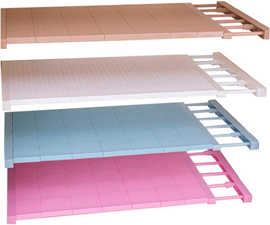 Adjustable Closet Organizer DIY Wardrobe Space-Saving Rack Shoe Racks Wall Mounted Kitchen Storage Rack Bathroom Organizer Shelf (Blue, Length 50-80cm Width 42cm/Length 19.7-31.5 inch)