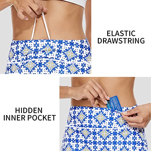 M Moteepi Golf Skorts Long Casual Tennis Skirts With Pockets High Waist Modest Knee Length Geometric Patterns 3Xl #TOP4