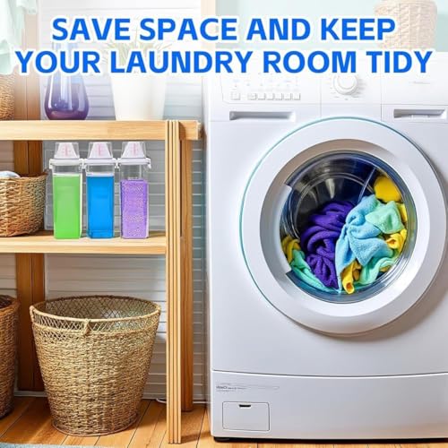 Image of Laundry Detergent Dispenser for Liquid & Powder | Large Capacity Laundry Organizer Container with Measuring Cup | Leakproof Storage for Fabric Softener Detergent Refills | 1100 ML