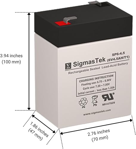Miniatura 2 de Batería SLA de sustitución 3FM4.5 con terminales F1, 6 voltios, 4.5 amperio-hora