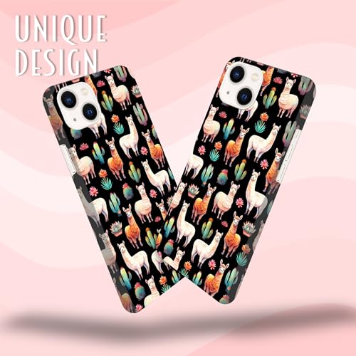 Coque iPhone 13 Mini GlamCase blanche en plastique rigide imprimé lama cactus - 2