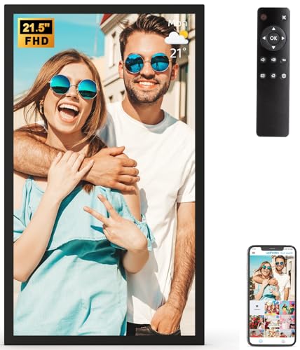 Large Digital-Picture-Frame 21.5" WiFi Photo-Frame - 32GB Digital Picture Frame FHD 1080P, Sync Phone, Light Sensor, Wall-Mounted, Share Photos Videos via App, Email, Free Cloud Storage