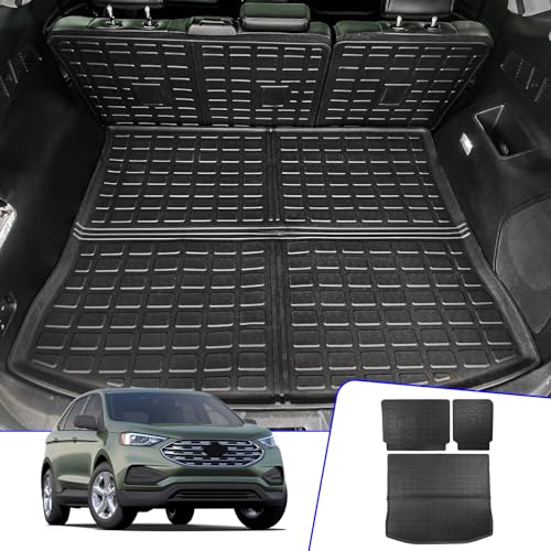 Rongtaod Cargo Mat Compatible with 2015-2024 Ford Edge Trunk Mat Trunk Liner TPE Cargo Liner Back Seat Cover Protector 2023 Edge Accessories (Backrest Mats+Trunk Mat)