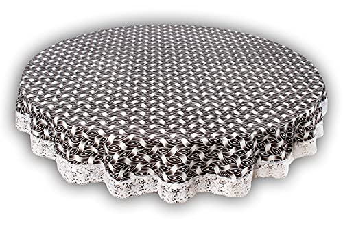 Image of The Furnishing Tree Round Shape 8 Seater Table Cover WxL 90x90 inches with White Border lace