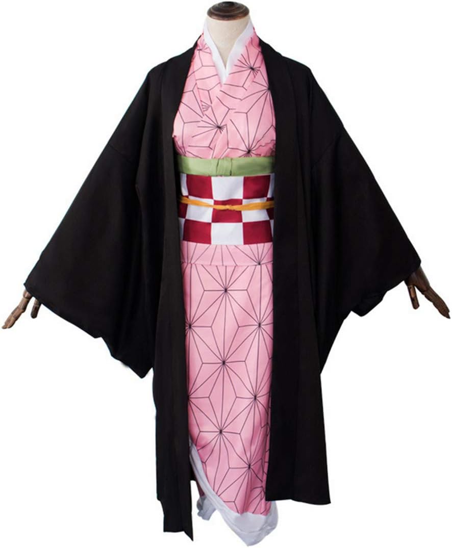 DOSGO Kimetsu no Yaiba Kimono Outfit Kamado Nezuko Cosplay Costume Set for Halloween