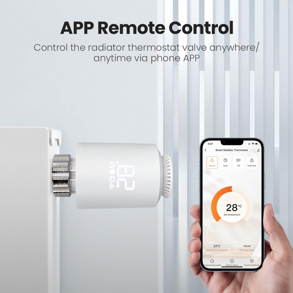 VENEKA Attuatore Termostato per Radiatore Tuya ZigBee, Regolatore di Temperatura Valvola Termostatica Smart TRV per Alexa Home