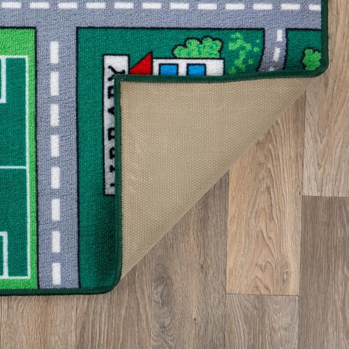 Rugshop Kids Playmat Road Traffic Educational High Traffic Living Room,Bedroom,Kitchen, Home Office Non Slip Area Rug 7'10" x 10' Green