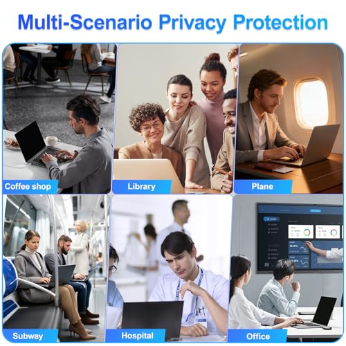 Image of Magnetic Laptop Privacy Screen Filter 16 Inch for 16:10 Computer Monitor, Removable Anti Blue Light Privacy Shield, Anti-Glare Protector Compatible with Dell Hp Asus Lenovo